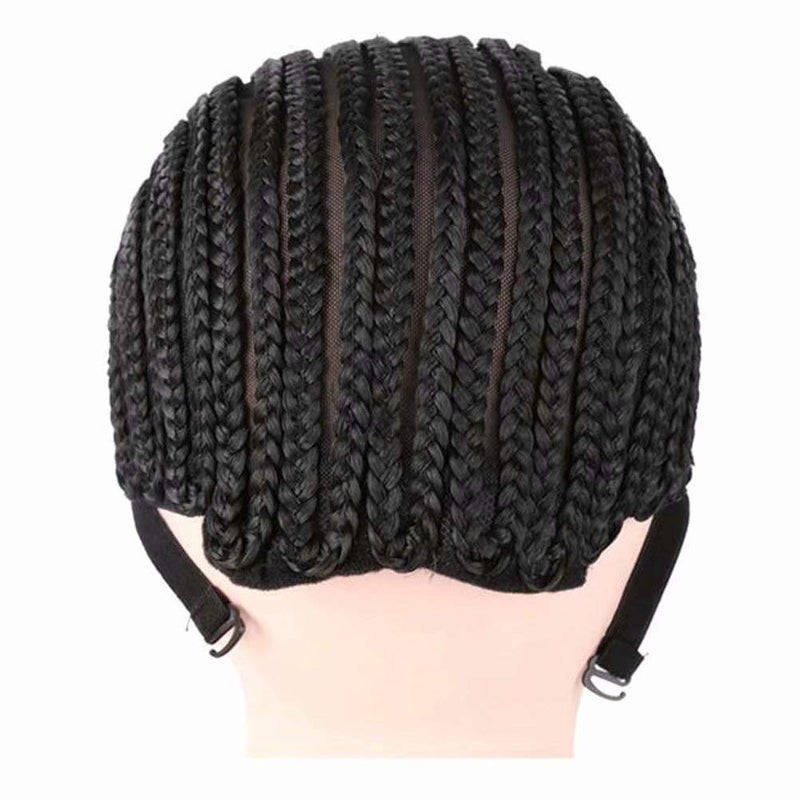 FEEL ME Adjustable Crochet Cornrow Wig Cap Synthetic Braided Cap with Adjustable Straps Breathable Crochet Caps with Combs for Braiding Hair Sew in Hair Weave Braided Wig Cap for Women - Image 3